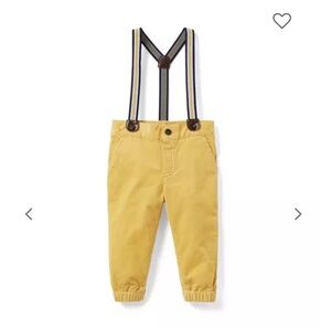 Janie and Jack yellow corduroy pants with striped suspenders.  Size 3-6 months